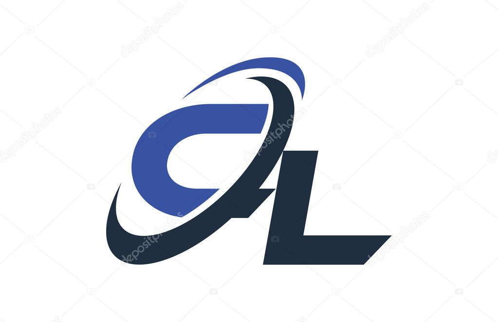 CL Blue Swoosh Global Digital Business Letter Logo