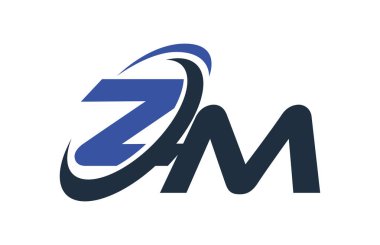 ZM mavi Swoosh küresel dijital iş mektup Logo