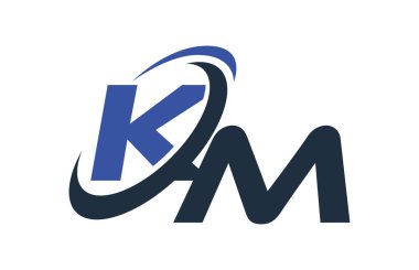 Km mavi Swoosh küresel dijital iş mektup Logo