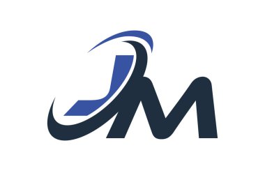 JM mavi Swoosh küresel dijital iş mektup Logo
