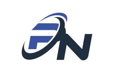 PN mavi Swoosh küresel dijital iş mektup Logo