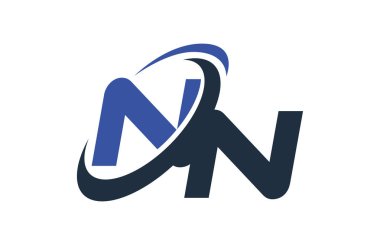 NN mavi Swoosh küresel dijital iş mektup Logo