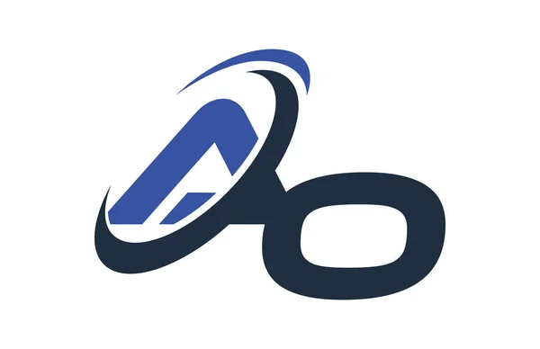 Azul Swoosh Global Digital Business Carta Insignia — Vector de stock