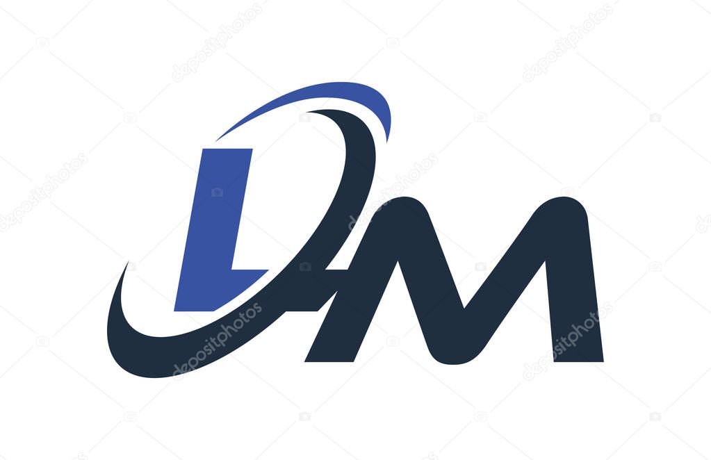 LM Blue Swoosh Global Digital Business Letter Logo
