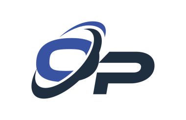 Op mavi Swoosh küresel dijital iş mektup Logo