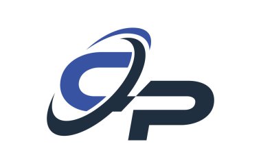CP mavi Swoosh küresel dijital iş mektup Logo