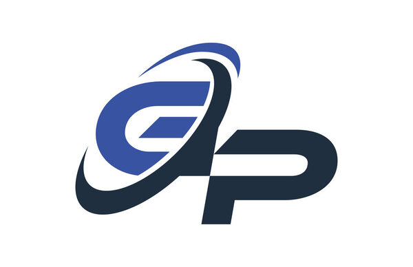 GP Blue Swoosh Global Digital Business Letter Logo