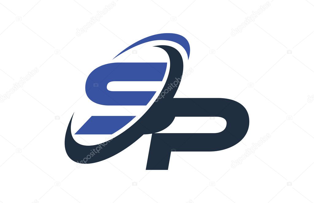 SP Blue Swoosh Global Digital Business Letter Logo