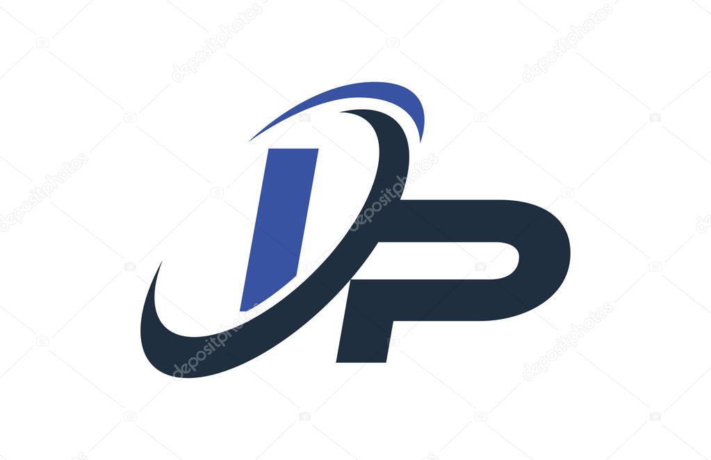 IP Blue Swoosh Global Digital Business Letter Logo