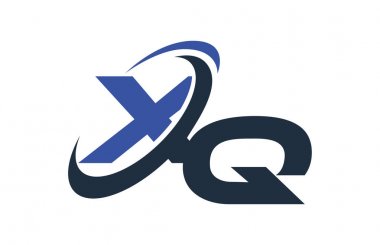 XQ mavi Swoosh küresel dijital iş mektup Logo