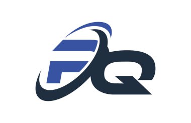 Pq mavi Swoosh küresel dijital iş mektup Logo