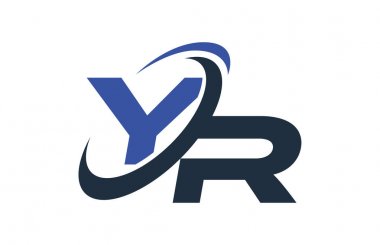 Yr mavi Swoosh küresel dijital iş mektup Logo