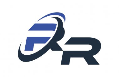 RR mavi Swoosh küresel dijital iş mektup Logo