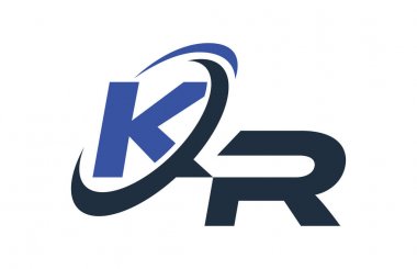 Kr mavi Swoosh küresel dijital iş mektup Logo