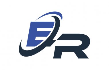 Er mavi Swoosh küresel dijital iş mektup Logo