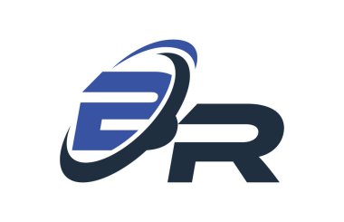 Br mavi Swoosh küresel dijital iş mektup Logo