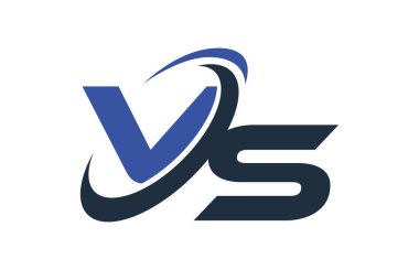Vs mavi Swoosh küresel dijital iş mektup Logo