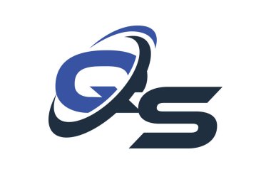 QS mavi Swoosh küresel dijital iş mektup Logo