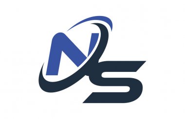 NS mavi Swoosh küresel dijital iş mektup Logo