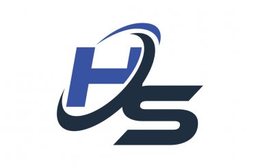 HS mavi Swoosh küresel dijital iş mektup Logo