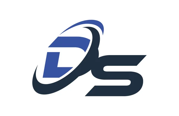 Azul Swoosh Global Digital Logotipo Carta Negócios — Vetor de Stock