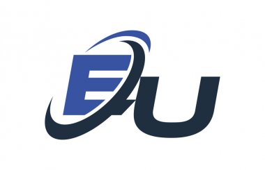 AB mavi Swoosh küresel dijital iş mektup Logo