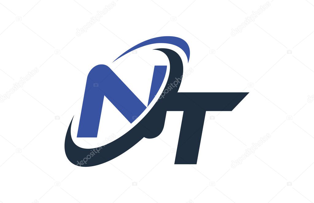 NT Blue Swoosh Global Digital Business Letter Logo