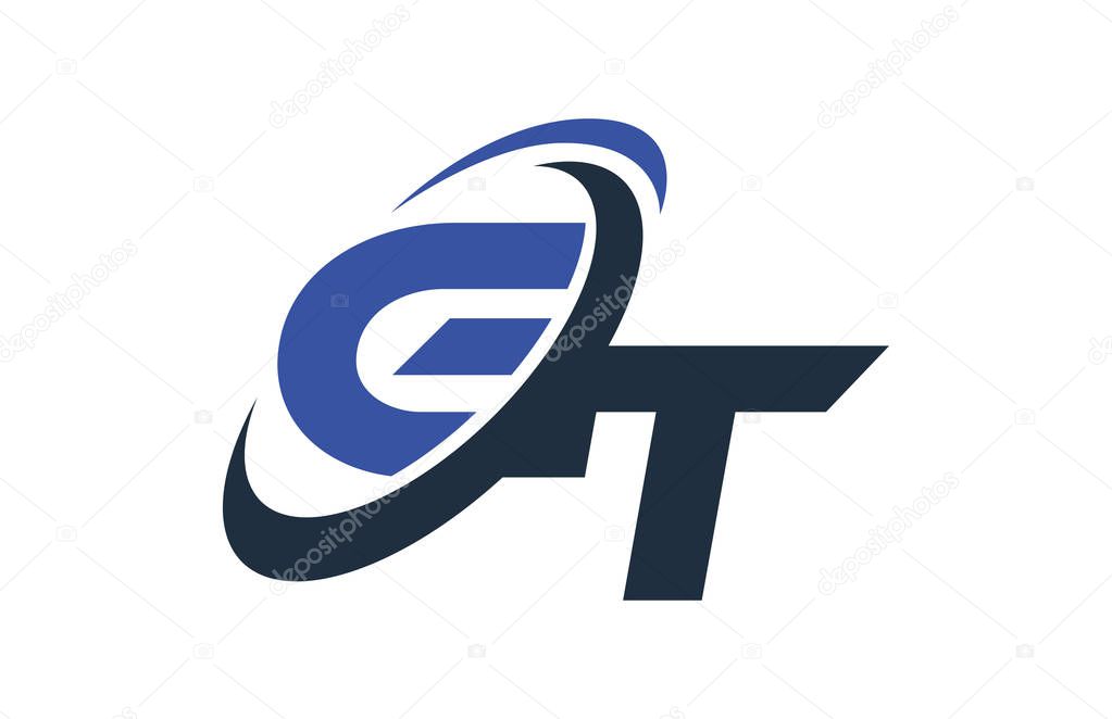 GT Blue Swoosh Global Digital Business Letter Logo
