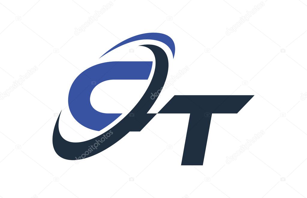 CT Blue Swoosh Global Digital Business Letter Logo