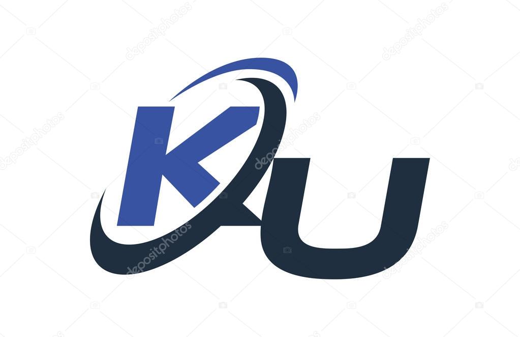 KU Blue Swoosh Global Digital Business Letter Logo