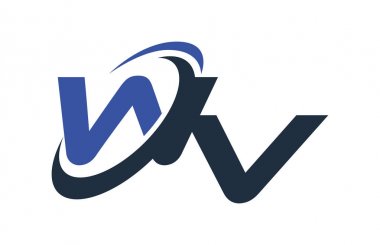 WV mavi Swoosh küresel dijital iş mektup Logo