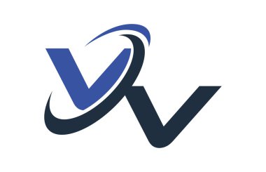 VV mavi Swoosh küresel dijital iş mektup Logo