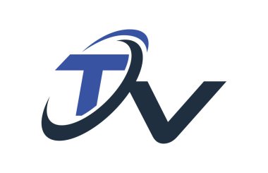 TV mavi Swoosh küresel dijital iş mektup Logo