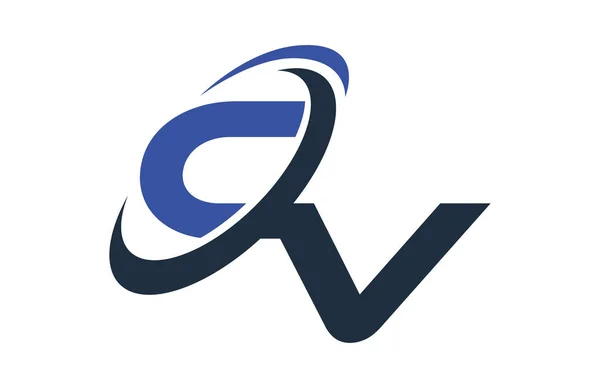 Lebenslauf Blau Swoosh Global Digital Business Letter Logo — Stockvektor
