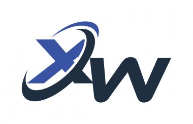 XW mavi Swoosh küresel dijital iş mektup Logo