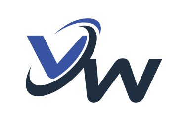 VW mavi Swoosh küresel dijital iş mektup Logo