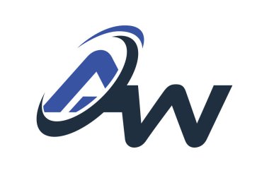 AW mavi Swoosh küresel dijital iş mektup Logo