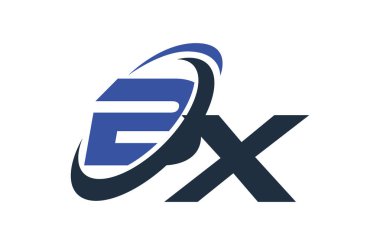 BX mektup Logo mavi Swoosh küresel dijital iş 