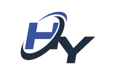 Hy mektup Logo mavi Swoosh küresel dijital iş 