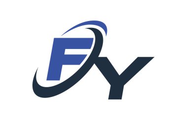 FY mektup Logo mavi Swoosh küresel dijital iş 