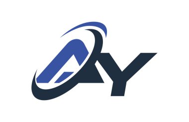 Ay mektup Logo mavi Swoosh küresel dijital iş 