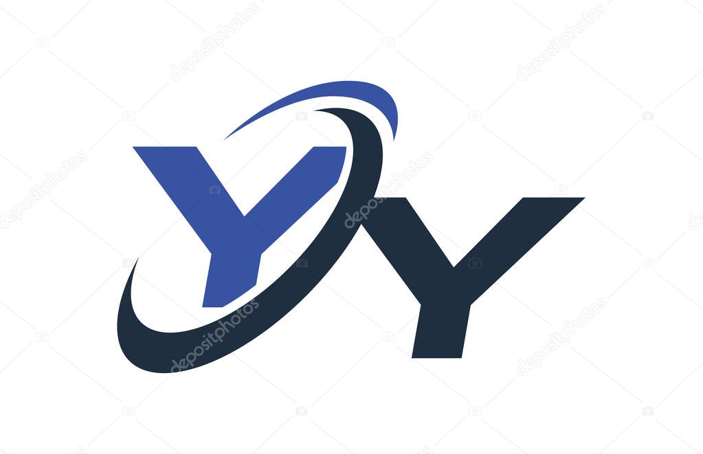 YY Letter Logo Blue Swoosh Global Digital Business 