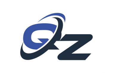 QZ mektup Logo mavi Swoosh küresel dijital iş 