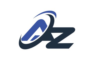 Az harf Logo mavi Swoosh küresel dijital iş