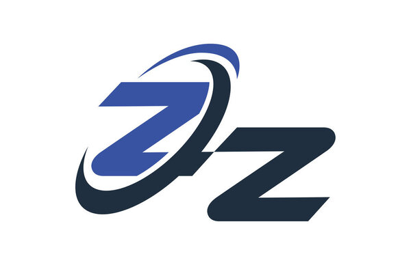 ZZ Letter Logo Blue Swoosh Global Digital Business 