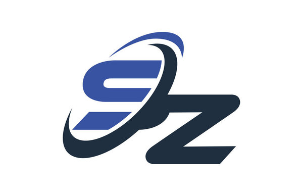 SZ Letter Logo Blue Swoosh Global Digital Business 