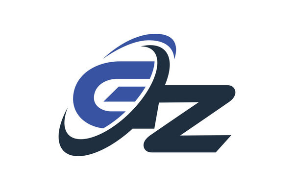 GZ Letter Logo Blue Swoosh Global Digital Business 