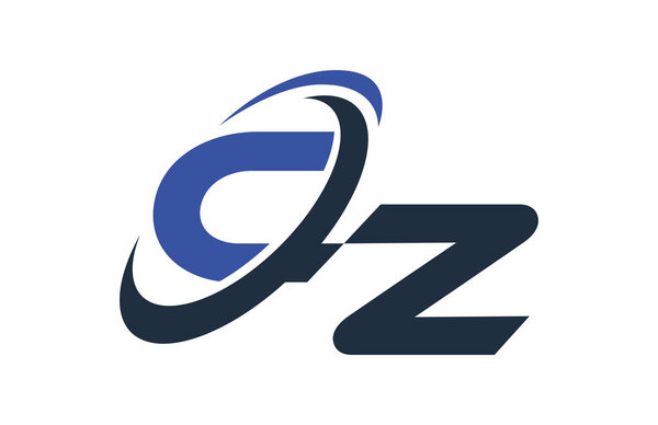 CZ Letter Logo Blue Swoosh Global Digital Business 