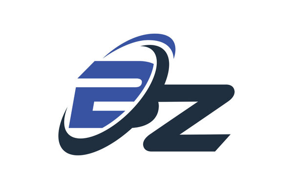 BZ Letter Logo Blue Swoosh Global Digital Business 