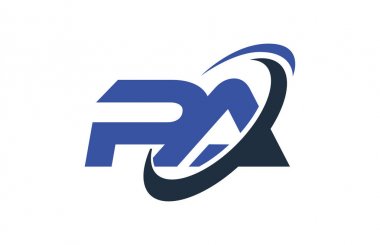 PA Logo Swoosh elips mavi mektup vektör kavramı